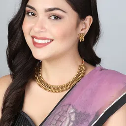 Adwitiya Collection 24 CT Gold-Plated Pearl Beaded Jewellery Set image 5