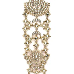 KARATCART Gold-Plated Kundan Studded Bridal Hair Braid Jewellery image 3