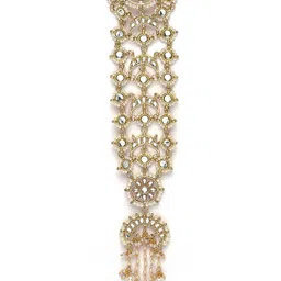 KARATCART Gold-Plated Kundan Studded Bridal Hair Braid Jewellery image 2