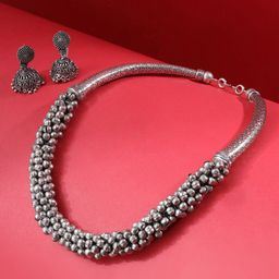 Saraf RS Jewellery Silver-Plated Ghugroo Beaded Jewellery Set-picture-2