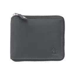 Kara Men Black Solid Leather Zip Around Wallet-image-30