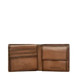 Eske Men Brown Textured Leather Two Fold Wallet image 4