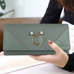 YESSBENZA Women Textured Bow Detail Two Fold Wallet image 5