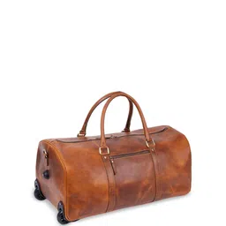 MaheTri Unisex Leather Soft-Sided Duffle Trolley Bag- 44L image 2