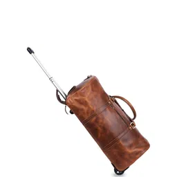 MaheTri Unisex Leather Soft-Sided Duffle Trolley Bag- 44L image 4