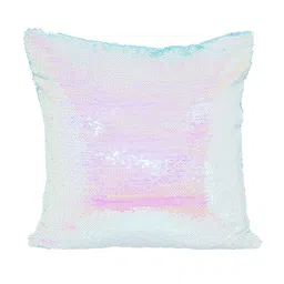 Golden Peacock Pink & Blue Set of 2 Embellished Square Cushion Covers image 4