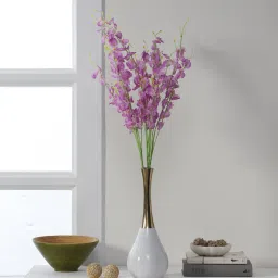 casacraft from pepperfry Purple Fabric Orchid Flower Sticks Artificial Flowers image 1