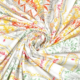 Salona Bichona Green & Yellow Floral 300 TC King Bedsheet with 2 Pillow Covers image 5