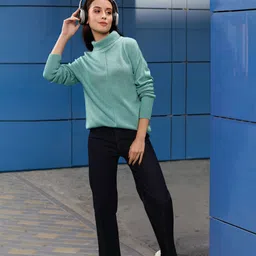Harvard Women Sea Green Solid Pullover-picture-41