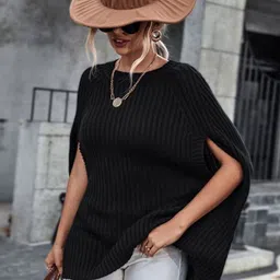 StyleCast Black Ribbed Longline Pullover-picture-27
