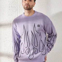 FUGAZEE Graphic Printed Acrylic Oversized Pullover image 1