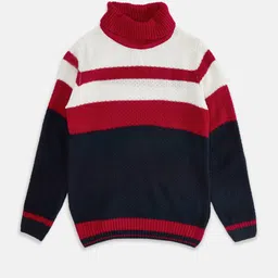 Pantaloons Junior Boys Blue & Off White Striped Pullover image 1
