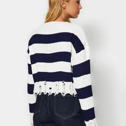 Trendyol Striped Pure Acrylic Crop Pullover Sweaters image 4