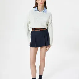 Koton Open Knit Round Neck Long Sleeves Acrylic Pullover Sweater image 2