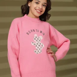 Albion By CnM Girls Typography Woollen Pullover image 3