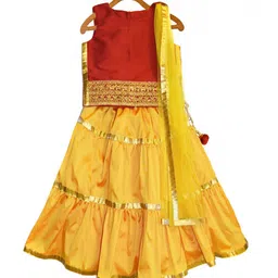 a.t.u.n. A T U N Girls Yellow & Red Ready to Wear Lehenga & Blouse With Dupatta-picture-50