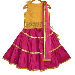 a.t.u.n. A T U N Girls Yellow & Red Embellished Ready to Wear Lehenga & Blouse With Dupatta-picture-40