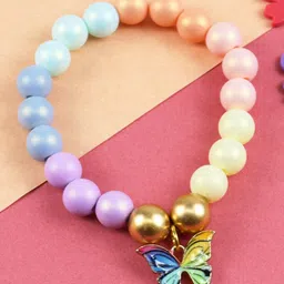 Asthetika Kids Girls Butterfly Beaded Elasticated Bracelet-image-94