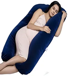 Angel Mommy Navy Blue Fibre Filled U Shaped Maternity Pillow-image-86