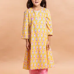 Sangria Girls Floral Printed Pure Cotton Kurta With Trouser-image-40