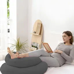 DADDY COOL Grey Fiber Filled Cotton Breathable C Shaped Maternity Pillow image 2