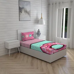 Boutique Living India Rock & Room Pink & Green Ethnic Motifs 200 TC Single Bedsheet with 1 Pillow Cover-picture-34