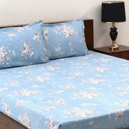 Steve & Anderson Elevate Blue Floral 164 TC Queen Bedsheet image 2