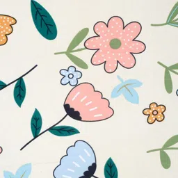 Arrabi Cream-Coloured & Pink Floral 300 TC King Bedsheet with 2 Pillow Covers image 5