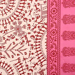 UNIBLISS Pink & Cream Coloured Printed Cotton 144 TC Single Bedsheet With 1 Pillow Cover image 2