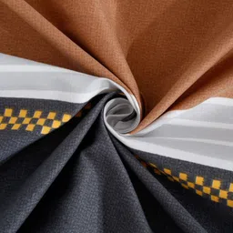 Arrabi Grey & Brown Striped 300 TC Double King Bedsheet With 2 Pillow Covers image 5