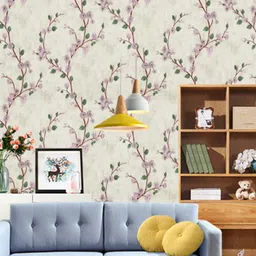 Jaamso Royals Beige Floral Printed Vinyl Self Adhesive Wallpaper-image-47