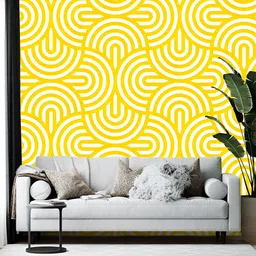Wallpics Yellow & White Abstract Printed Wallpaper-picture-13