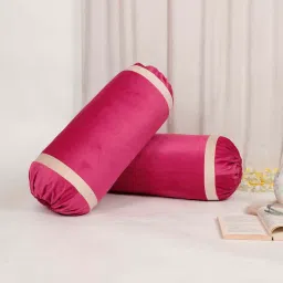 the conversion Magenta and Cream Stripes TC Velevt 2 Bolster Covers image 1