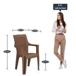 nilkamal Mystique Plastic Chair in Rattan Dark Beige Finish Set of 2 image 3