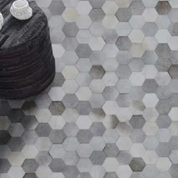 dazzhome Grey Hair On Leather Geometrical Hand Woven 6ftX9ft Carpet-picture-27