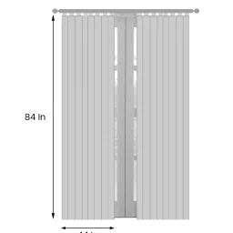 the conversion Cadet Grey Linen Geometric 7ft sheer Rod Pocket Door Curtain image 2