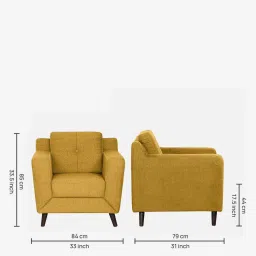 casacraft from pepperfry Amanda Fabric 1 Seater Sofa In Camel Yellow Colour image 2