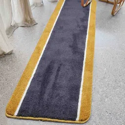 saral home Grey Microfibre 55 x 24 Inches Machine Made Floor Runner image 1