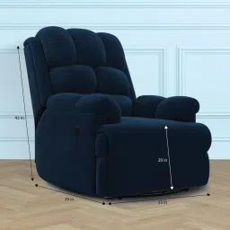 the sleep company Luxe Velvet 1 Seater Motorized Recliner In Blue Colour image 2