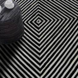 dazzhome Black Hair On Leather Geometrical Hand Woven 9ftx12ft Carpet image 1