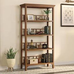urban ladder Enid Solid Wood Bookshelf in Amber Walnut Finish-picture-6