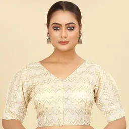 SHOPGARB Embroidered Sequinned Georgette Readymade Saree Blouse image 1