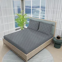 Boutique Living India Grey 800 TC King Bedsheet with 2 Pillow Covers-picture-32