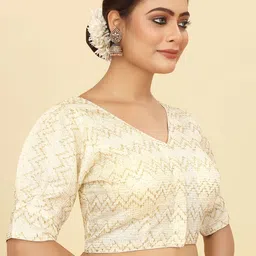 SHOPGARB Embroidered Sequinned Georgette Readymade Saree Blouse image 2