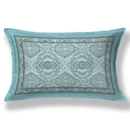 JAIPUR FABRIC Blue & Blue Floral Single Bedsheet with 1 Pillow Covers image 2