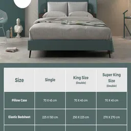 KLOTTHE Grey 300TC Single Bedsheet & Pillow Cover image 4