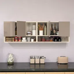 specialitypanels 4 Door Mirror glossy triple layer UV resistant handless shutter with 6 Organizer Shelf in Mocha Finish-picture-14