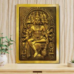 artociti Fibre Panchmukhi Hanuman Relief Mural Golden-picture-33