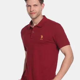 U.S. Polo Assn. Men Polo Collar Slim Fit Pure Cotton T-shirt image 3