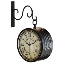RANDOM White & Black Vintage Metal Round Wall Clock image 1